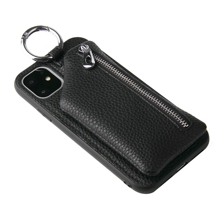 Litchi Texture TPU + PU Leather Phone Case with Coin Pocket for iPhone 11 6.1-inch - Black-7