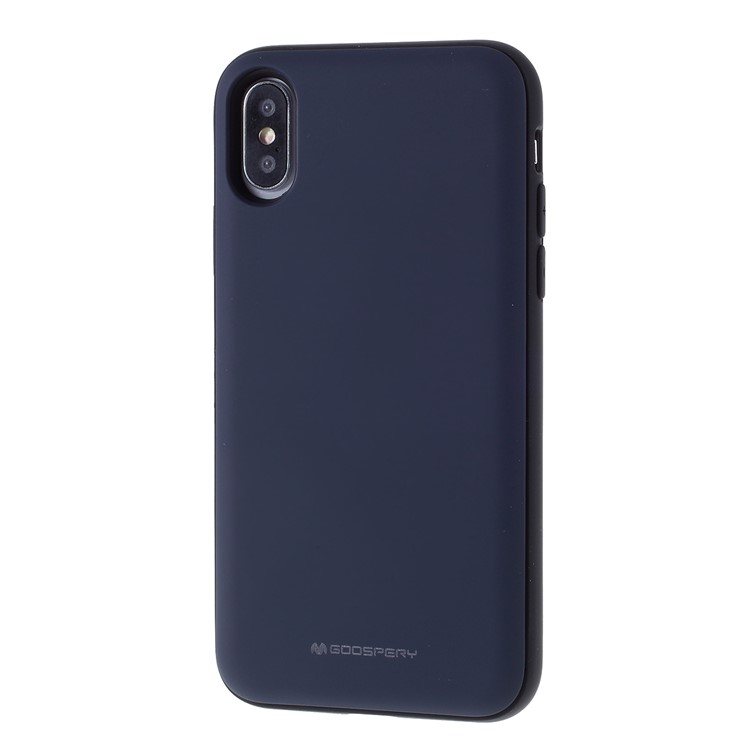 MERCURY GOOSPERY Auto-absorbed Plastic+TPU Phone Case with Card Holder Mirror for iPhone XS / X 5.8-inch - Dark Blue-2