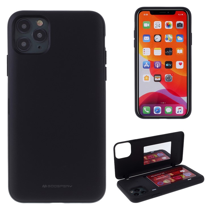 MERCURY GOOSPERY Auto-absorbed Plastic+TPU Phone Case with Card Holder Mirror for iPhone 11 Pro Max 6.5-inch - Black-1