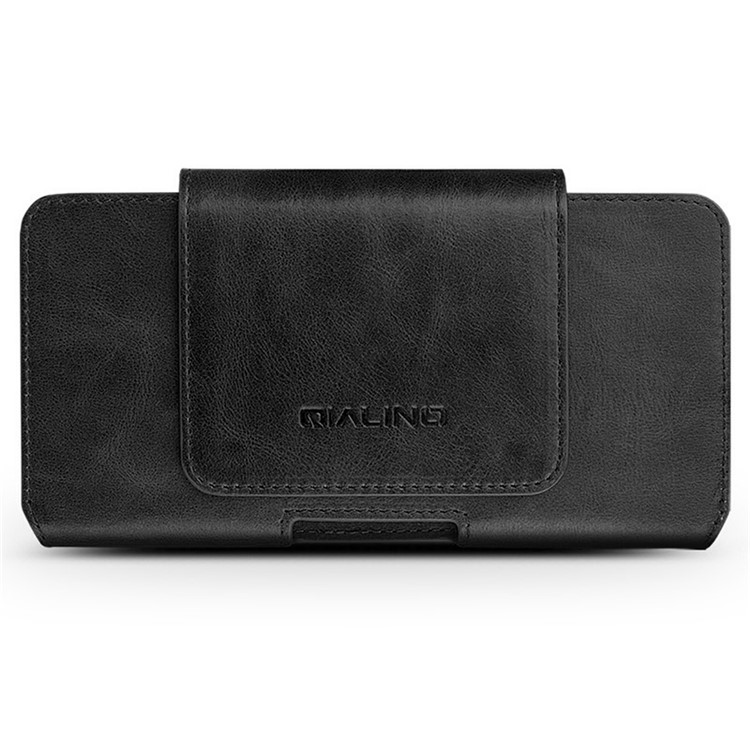 QIALINO Quality Cowhide Leather Holster Case Waist Bag for iPhone 11 Pro 5.8-inch - Black-3