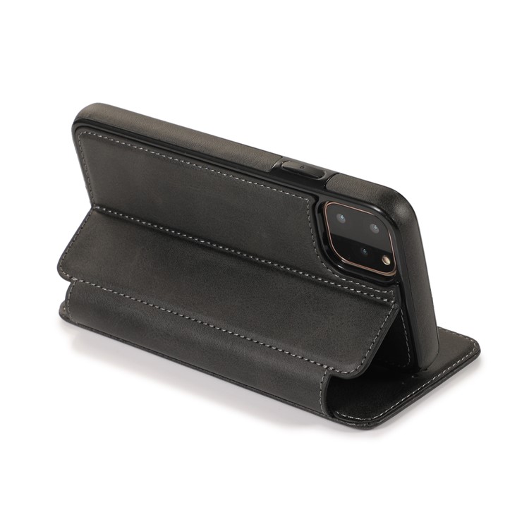 Knight Series Auto-absorbed Dual Card Slots Leather Stand Cover for iPhone 11 Pro 5.8 inch - Black-11