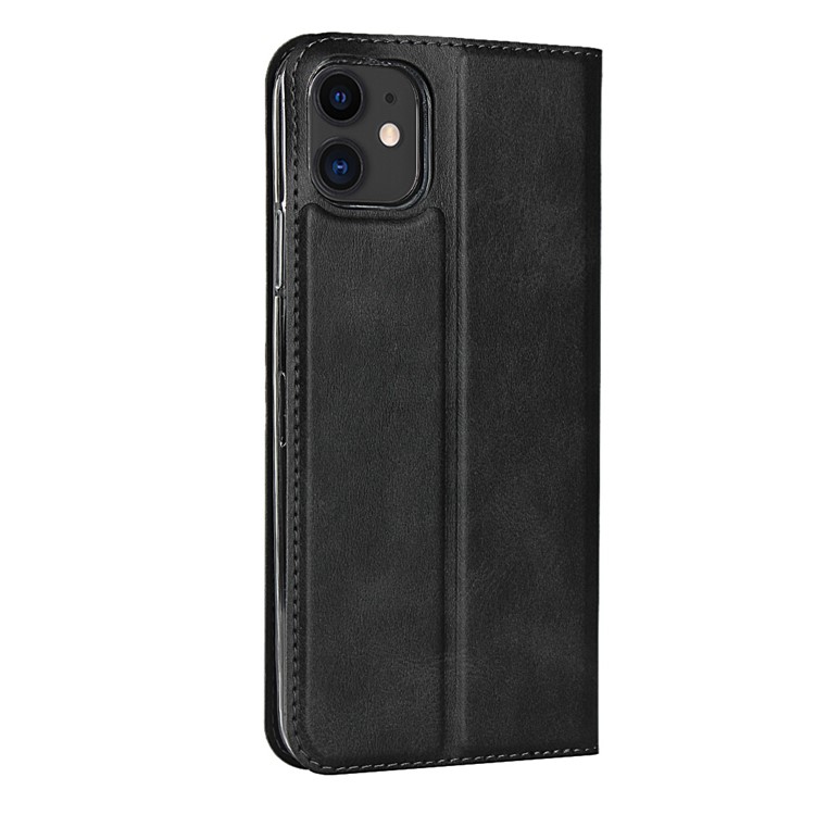 Caso Estande De Couro Com Slot Para Cartão De Iphone 11 6,1 Polegadas - Preto-3