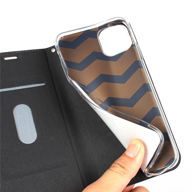Caso Estande De Couro Com Slot Para Cartão De Iphone 11 6,1 Polegadas - Preto-8