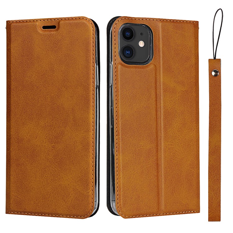 Lederstandgehäuse Mit Kartenschlitz Für Iphone 11 6,1 Zoll - Braun-1