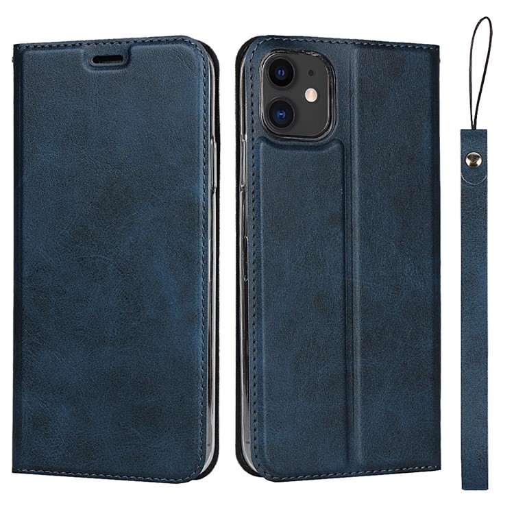 Lederstandgehäuse Mit Kartenschlitz Für Iphone 11 6,1 Zoll - Blau-1
