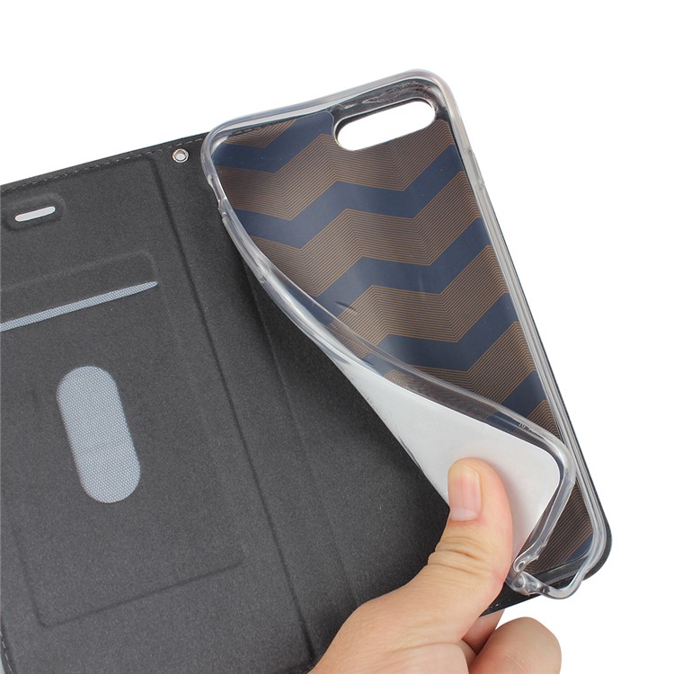 Caso Estande De Couro Com Slot Para Cartão De Iphone 8 Mais / 7 Mais - Preto-9