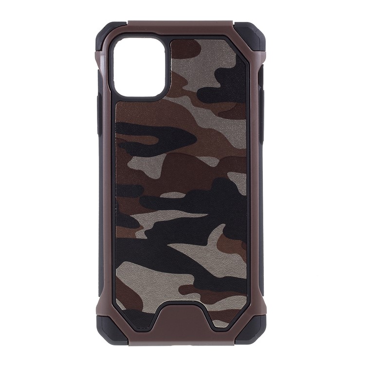 Camouflage Leather Coated PC TPU Protective Phone Cover Case for iPhone 11 Pro 5.8-inch - Brown-1