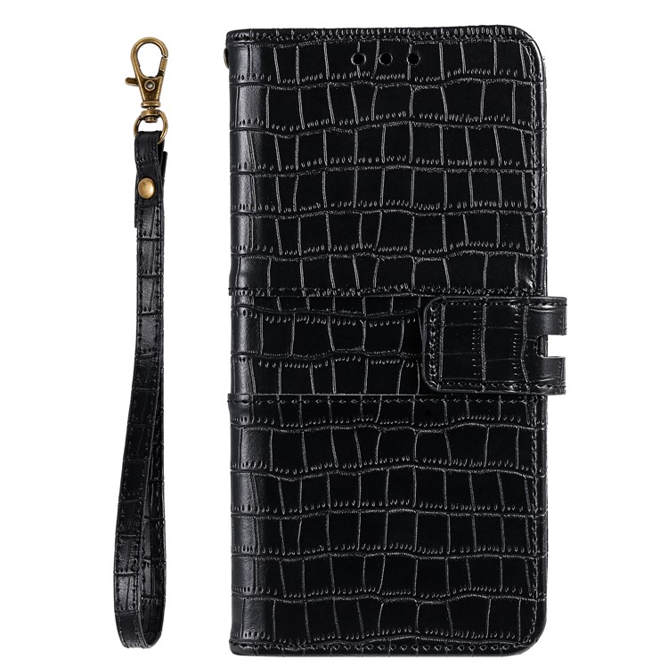 Crocodile Texture Wallet Stand Leather Case with Stap for iPhone 11 Pro Max 6.5 inch - Black-2