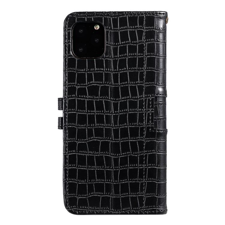 Crocodile Texture Wallet Stand Leather Case with Stap for iPhone 11 Pro Max 6.5 inch - Black-3