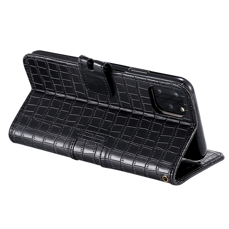 Crocodile Texture Wallet Stand Leather Case with Stap for iPhone 11 Pro Max 6.5 inch - Black-5