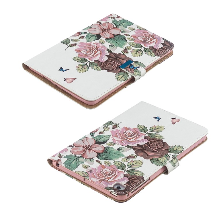 Pattern Printing PU Leather Flip Stand Tablet Shell for iPad mini (2019) 7.9 inch/mini 4 3 2 1 - Pink Flower-8