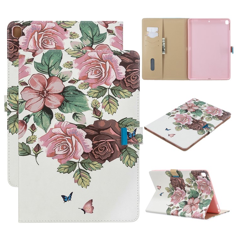 Pattern Printing PU Leather Flip Tablet Cover for iPad Pro 10.5-inch (2017)/Air 10.5 inch (2019)/iPad 10.2 (2019) - Pink Flower-1