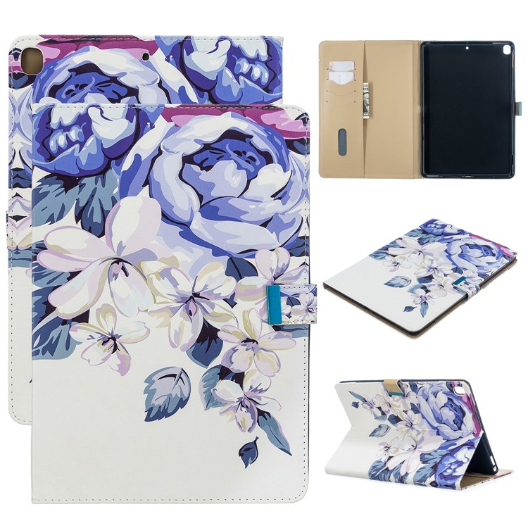 Pattern Printing PU Leather Flip Tablet Cover for iPad Pro 10.5-inch (2017)/Air 10.5 inch (2019)/iPad 10.2 (2019) - Blue Flower-1