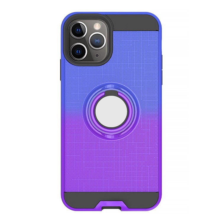 Finger Ring Kickstand Gradient Color Detachable TPU + PC Combo Case for iPhone 11 Pro Max 6.5 inch (Built-in Metal Sheet) - Blue / Purple-2