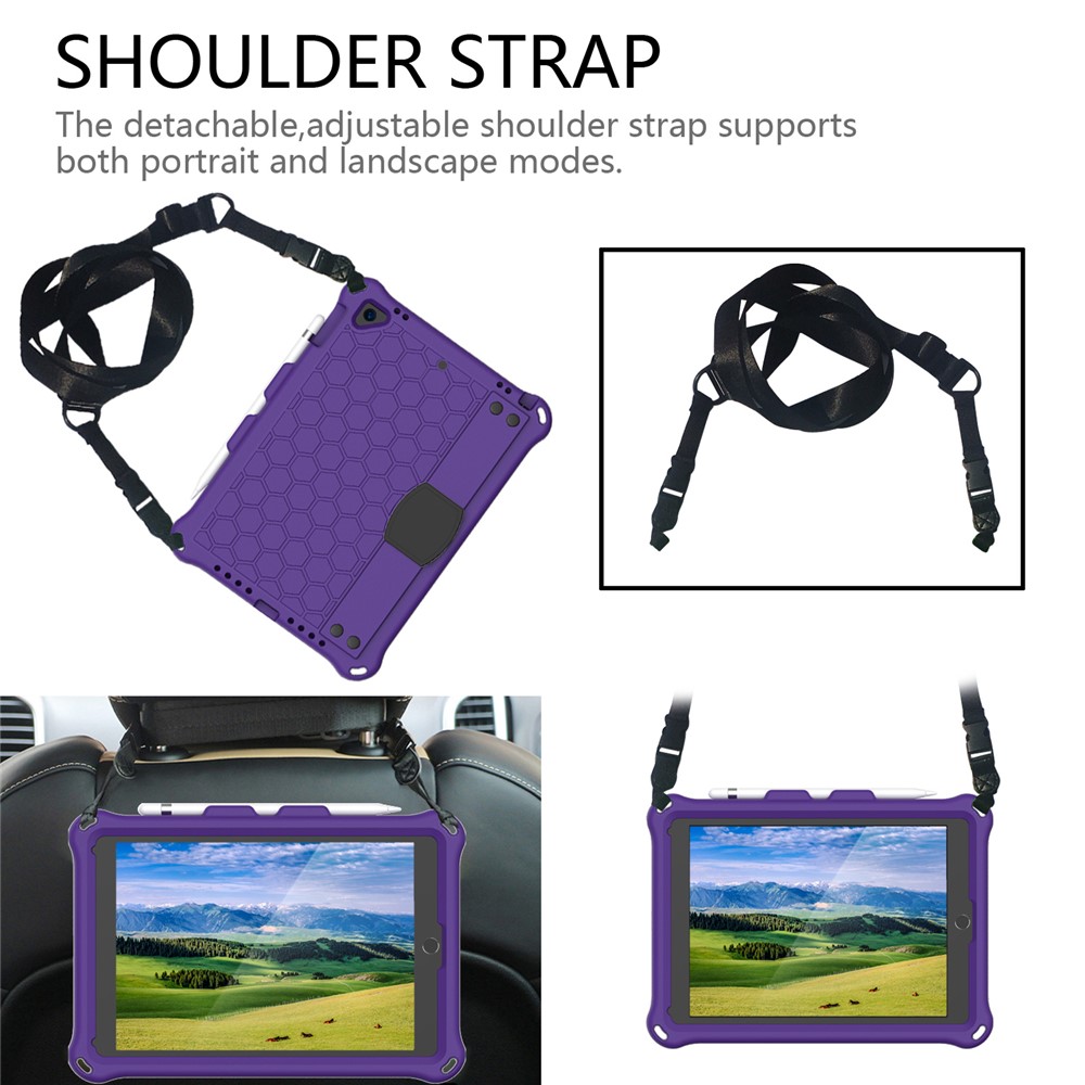 Honeycomb Texture EVA Tablet Hybrid Case with Shoulder Strap for Apple iPad 9.7-inch (2018)/(2017)/iPad Pro 9.7 inch (2016)/iPad Air 2/Air (2013) - Purple-5