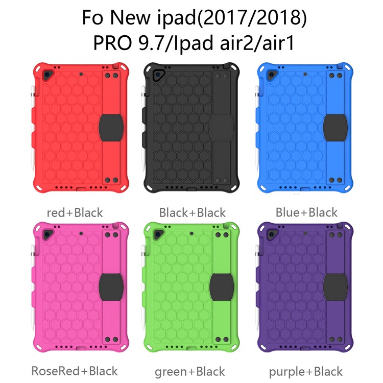 Honeycomb Texture PC + Silicone Tablet Protective Case for iPad 9.7-inch (2018)/(2017)/iPad Pro 9.7 inch (2016)/iPad Air 2/Air (2013) - Black-6