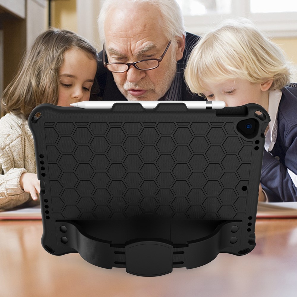 Honeycomb Texture Tablet Hybrid Shell Con Correa Para el Hombro Para Ipad 10.2 (2021)/(2020)/(2019)/iPad Pro 10.5 Pulgadas (2017)/iPad Air 10.5 Pulgadas (2019) - Negro