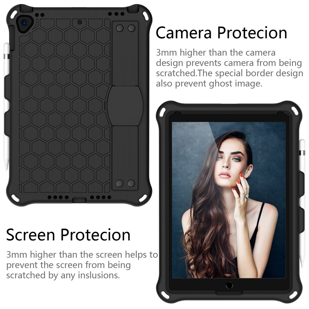 Honeycomb Texture PC + Silicone Tablet Hybrid Shell with Shoulder Strap for iPad 10.2 (2019)/iPad Pro 10.5-inch (2017)/iPad Air 10.5 inch (2019) - Black-4