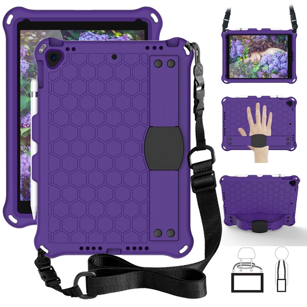 Coquille Hybride Comprimé En Nid D'abeilles Texture EVA Avec Bandoulière Pour Ipad 10,2 (2019) / Ipad Pro 10,5 Pouces (2017) / Ipad Air 10,5 Pouces (2019) - Violet-1