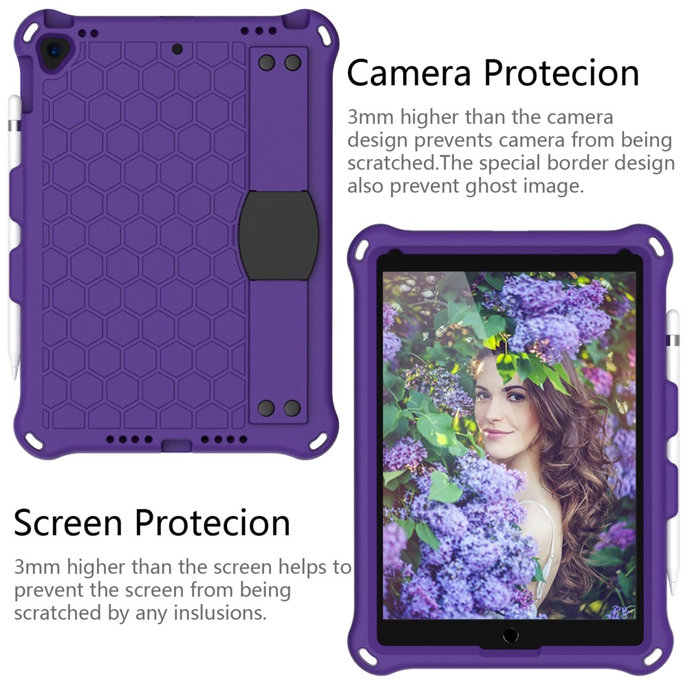 Coquille Hybride Comprimé En Nid D'abeilles Texture EVA Avec Bandoulière Pour Ipad 10,2 (2019) / Ipad Pro 10,5 Pouces (2017) / Ipad Air 10,5 Pouces (2019) - Violet-2