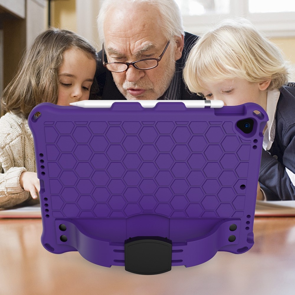 Coquille Hybride Comprimé En Nid D'abeilles Texture EVA Avec Bandoulière Pour Ipad 10,2 (2019) / Ipad Pro 10,5 Pouces (2017) / Ipad Air 10,5 Pouces (2019) - Violet-4