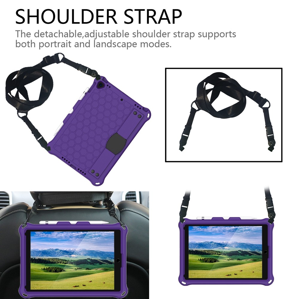 Coquille Hybride Comprimé En Nid D'abeilles Texture EVA Avec Bandoulière Pour Ipad 10,2 (2019) / Ipad Pro 10,5 Pouces (2017) / Ipad Air 10,5 Pouces (2019) - Violet-5