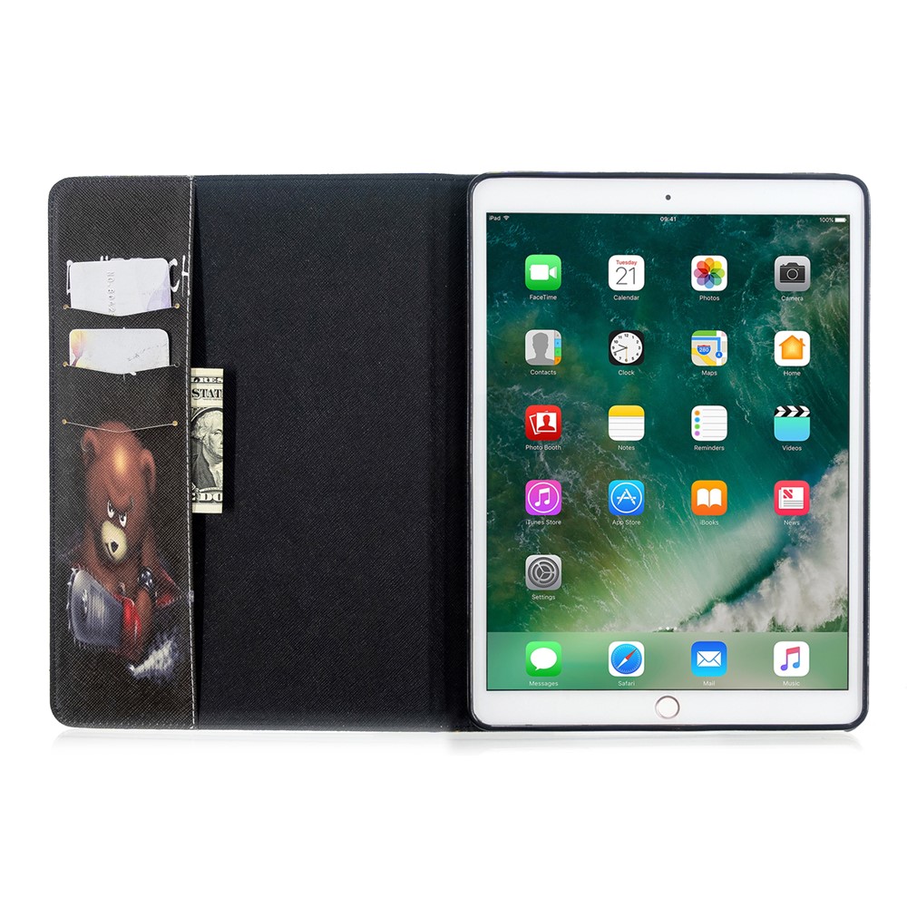 Portage D'impression de Portefeuille Case de Tablette en Cuir Pour Ipad 10.2 (2021) / (2020) / (2019) - Ours-8