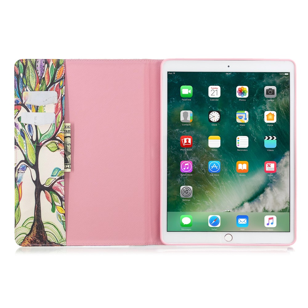 Pattern Printing Wallet Stand Leather Tablet Case for iPad 10.2 (2019) - Colorized Tree-8