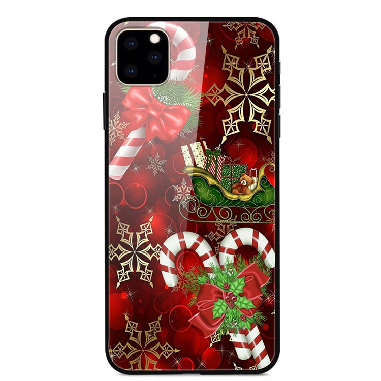 Christmas Series Glass + PC + TPU Hybrid Case for iPhone 11 Pro Max 6.5 inch - Cane Candy-1