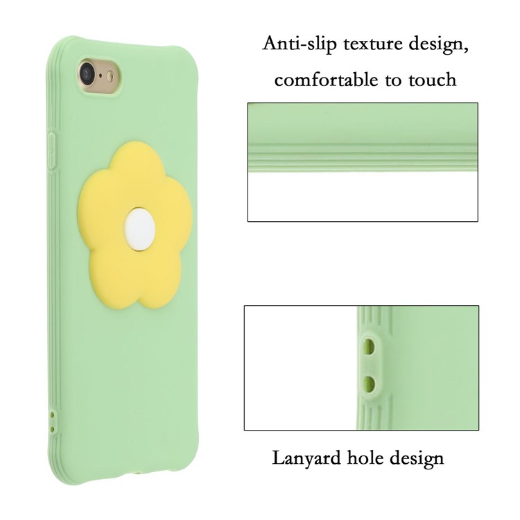 3D Flower Decor Soft TPU Phone Casing for iPhone 7/8 4.7-inch - Green-3