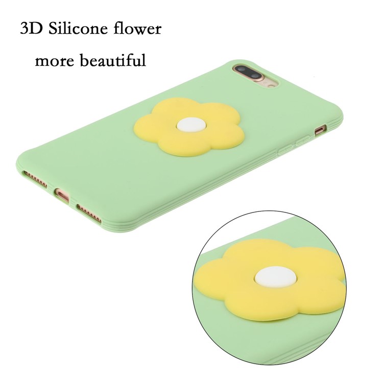 3D Flower Decor TPU Phone Case for iPhone 8 Plus 5.5 / 7 Plus 5.5-inch - Green-3