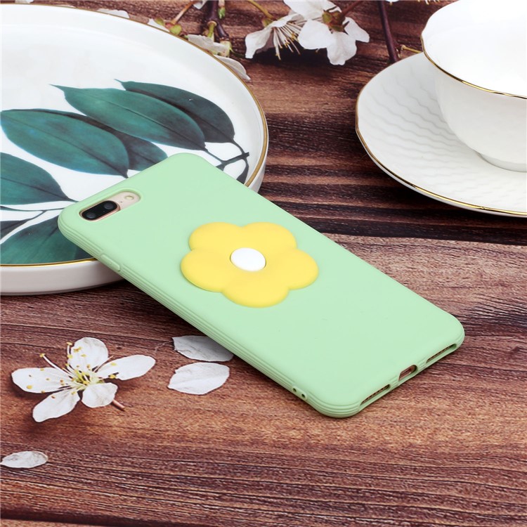 3D Flower Decor TPU Phone Case for iPhone 8 Plus 5.5 / 7 Plus 5.5-inch - Green-5