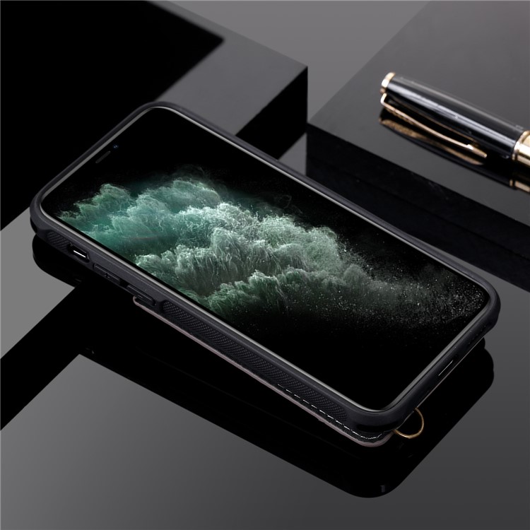 Kickstand PU Leather Coated TPU Shell Cover for iPhone 11 Pro 5.8 inch - Grey-21