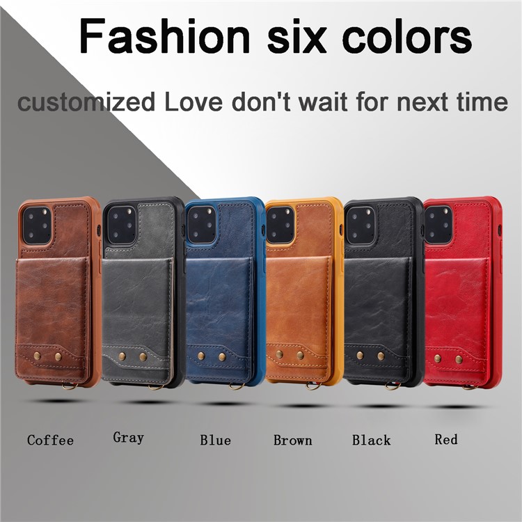 Kickstand PU Leather Coated TPU Shell Cover for iPhone 11 Pro 5.8 inch - Grey-23