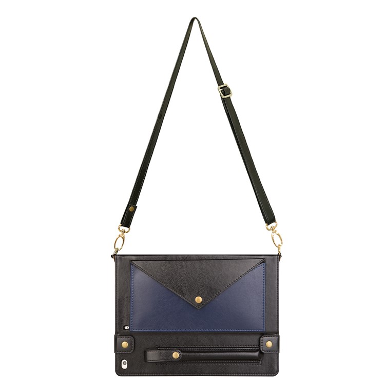 Color Splicing Envelop Style Wallet Leather Tablet Shell with Pen Pouch for Apple iPad Mini/Mini 2/Mini 3/Mini 4/Mini (2019) 7.9 inch - Dark Blue-5