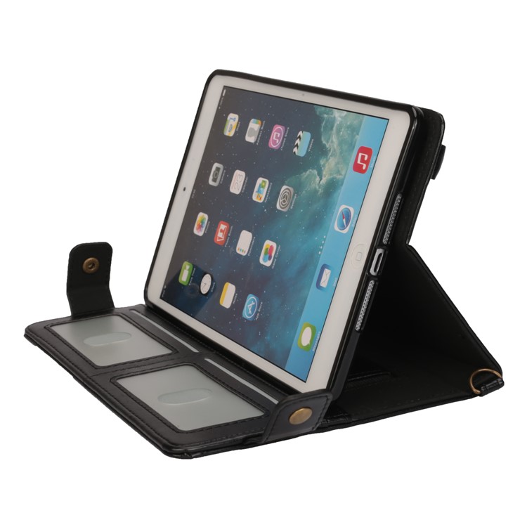 Color Splicing Envelop Style Wallet Leather Tablet Shell with Pen Pouch for Apple iPad Mini/Mini 2/Mini 3/Mini 4/Mini (2019) 7.9 inch - Dark Blue-6