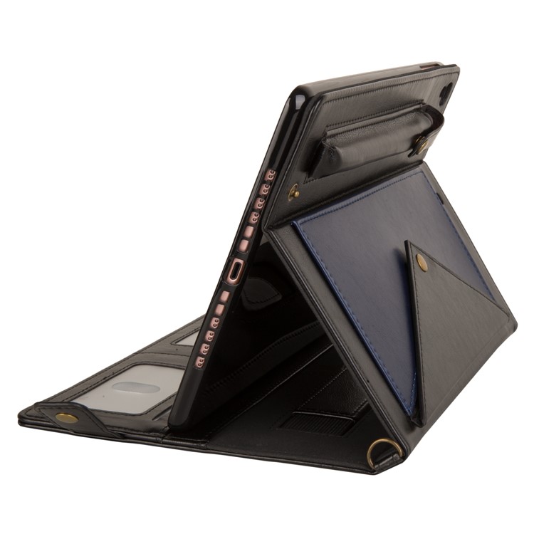 Color Splicing Envelop Style Wallet Leather Tablet Shell with Pen Pouch for Apple iPad Mini/Mini 2/Mini 3/Mini 4/Mini (2019) 7.9 inch - Dark Blue-7