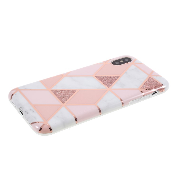 Motif De Marbre De Raccordement Géométrique IMD Couverture TPU Pour IPhone XS Max 6,5 Pouce - Or Rose-3