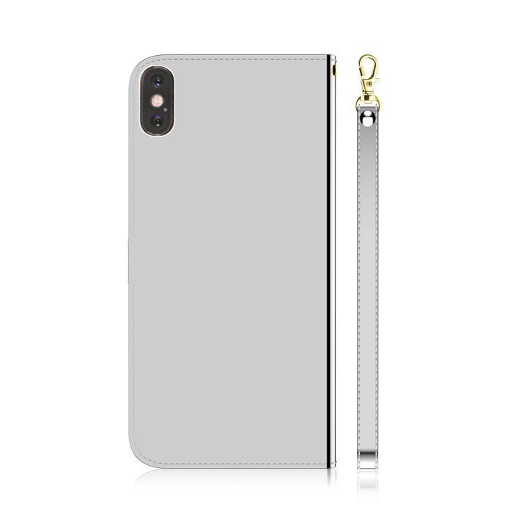 Mirror-like Surface Flip Leather Wallet Stand Phone Casing for iPhone XS Max 6.5 inch - Silver-3