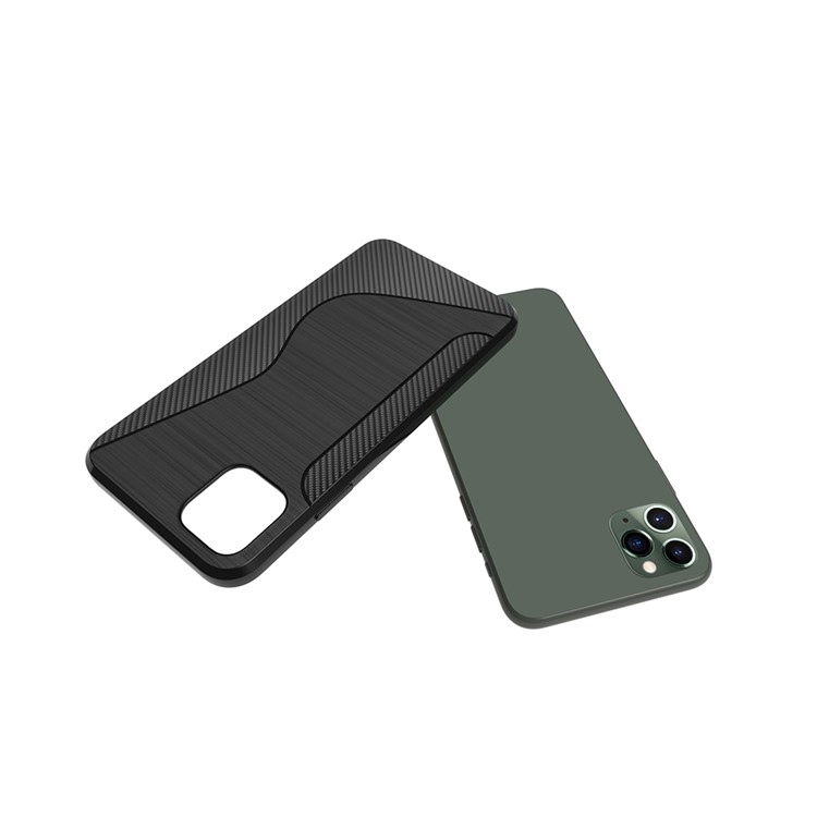 S Shape Carbon Fiber Texture Brushed TPU Mobile Phone Case for iPhone 11 Pro Max 6.5 inch-2