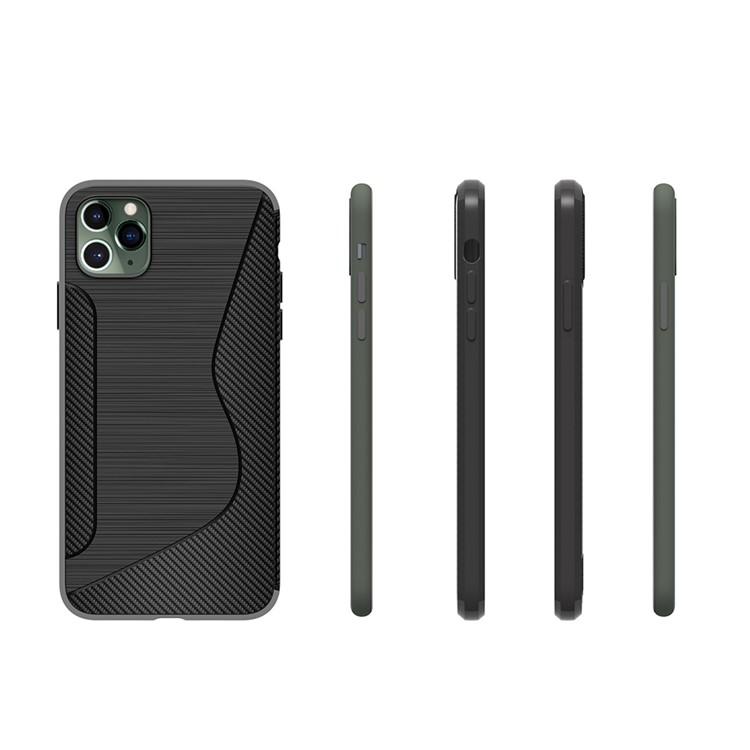 S Shape Carbon Fiber Texture Brushed TPU Mobile Phone Case for iPhone 11 Pro Max 6.5 inch-5