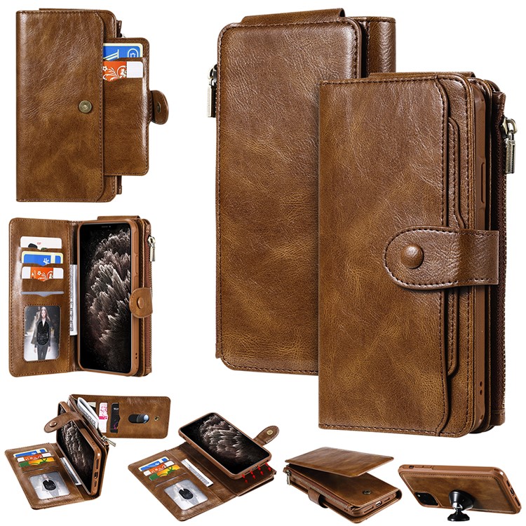 Vintage Style Multifunctional PU Leather Wallet Phone Case Cover for iPhone 11 Pro 5.8-inch - Brown-1