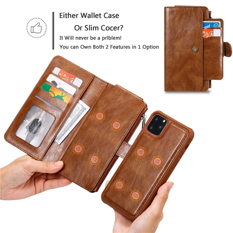 Vintage Style Multifunctional PU Leather Wallet Phone Case Cover for iPhone 11 Pro 5.8-inch - Brown-3