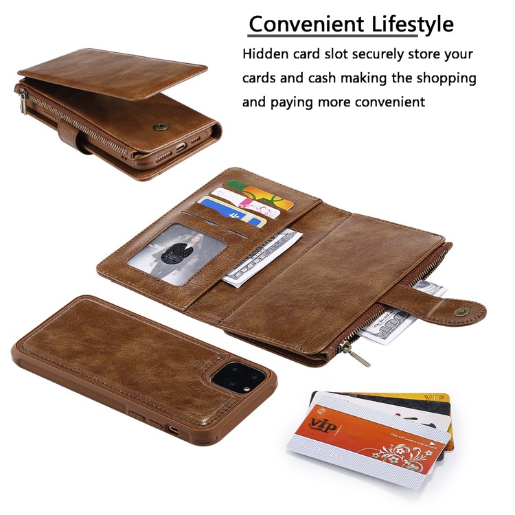 Vintage Style Multifunctional PU Leather Wallet Phone Case Cover for iPhone 11 Pro 5.8-inch - Brown-7