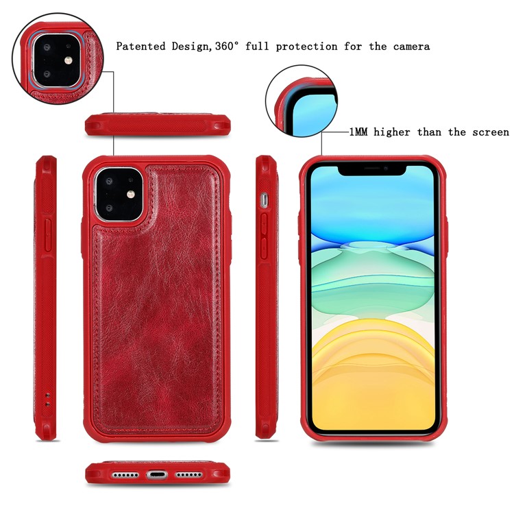 Vintage Style Multifunctional PU Leather Wallet Phone Case Cover for iPhone 11 6.1-inch - Red-2