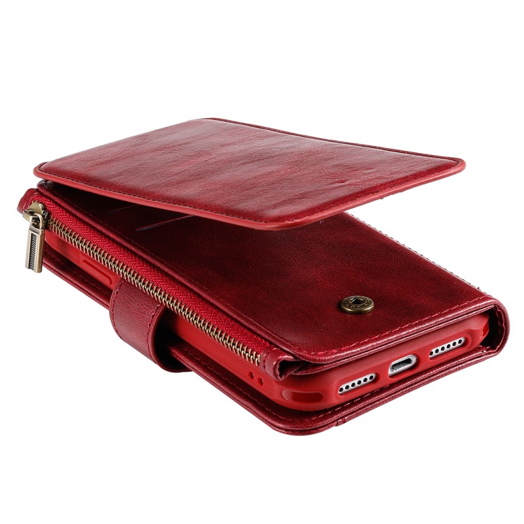 Vintage Style Multifunctional PU Leather Wallet Phone Case Cover for iPhone 11 6.1-inch - Red-29