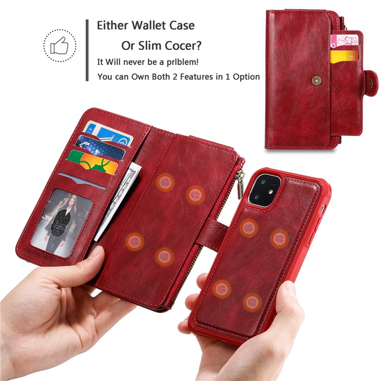 Vintage Style Multifunctional PU Leather Wallet Phone Case Cover for iPhone 11 6.1-inch - Red-3