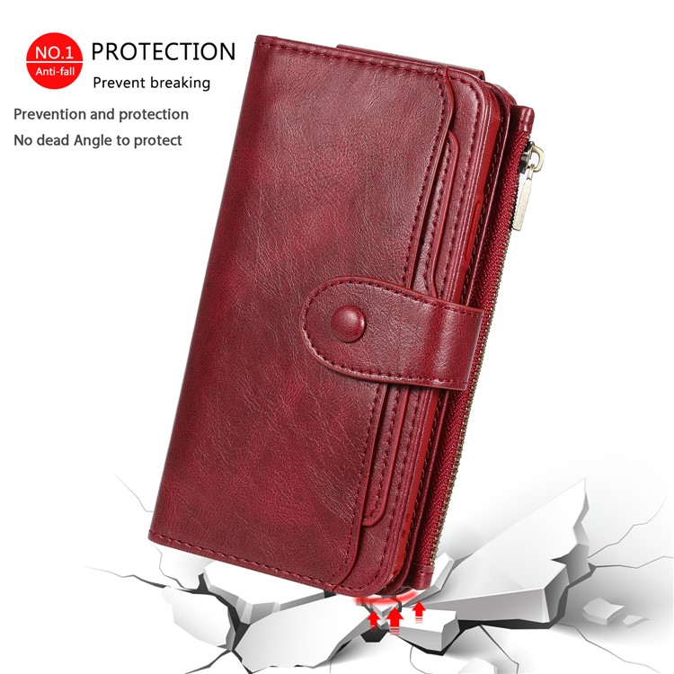 Vintage Style Multifunctional PU Leather Wallet Phone Case Cover for iPhone 11 6.1-inch - Red-9