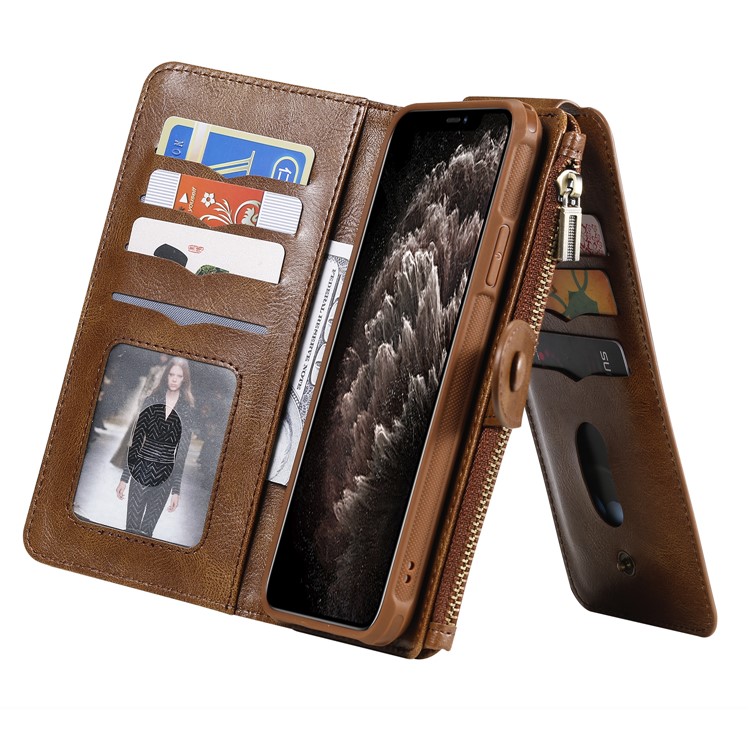 Vintage Style Multifunctional Leather Stand Wallet Phone Case Cover for iPhone 11 Pro Max 6.5-inch - Brown-21