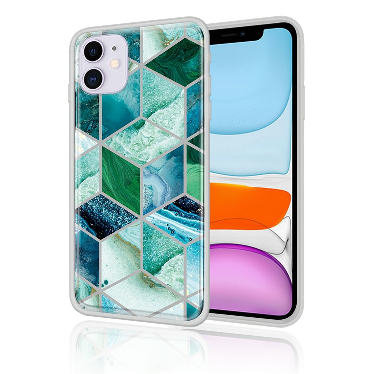 Marble Pattern Silver Plated IMD PC Back Plate + TPU Frame Shell for iPhone 11 6.1 inch - Style A-1